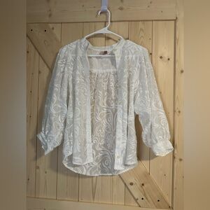 ANTRHOPOLOGIE PILCRO Womens xs Bella Femme Button-Down Embroidered Floral Blouse